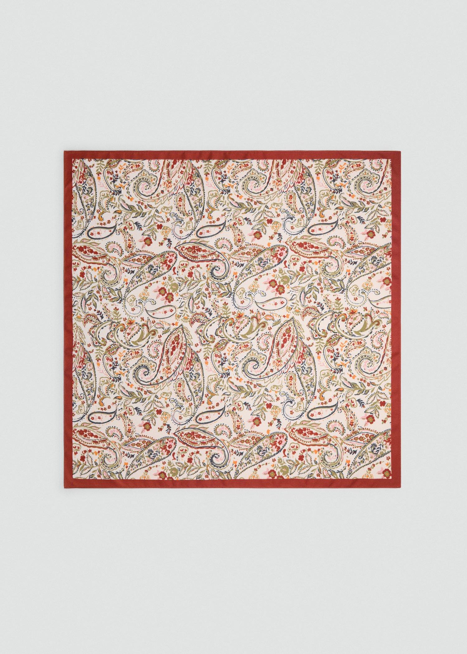 MEDIUM ORANGE Paisley satin scarf, Medium Orange, large image number 2