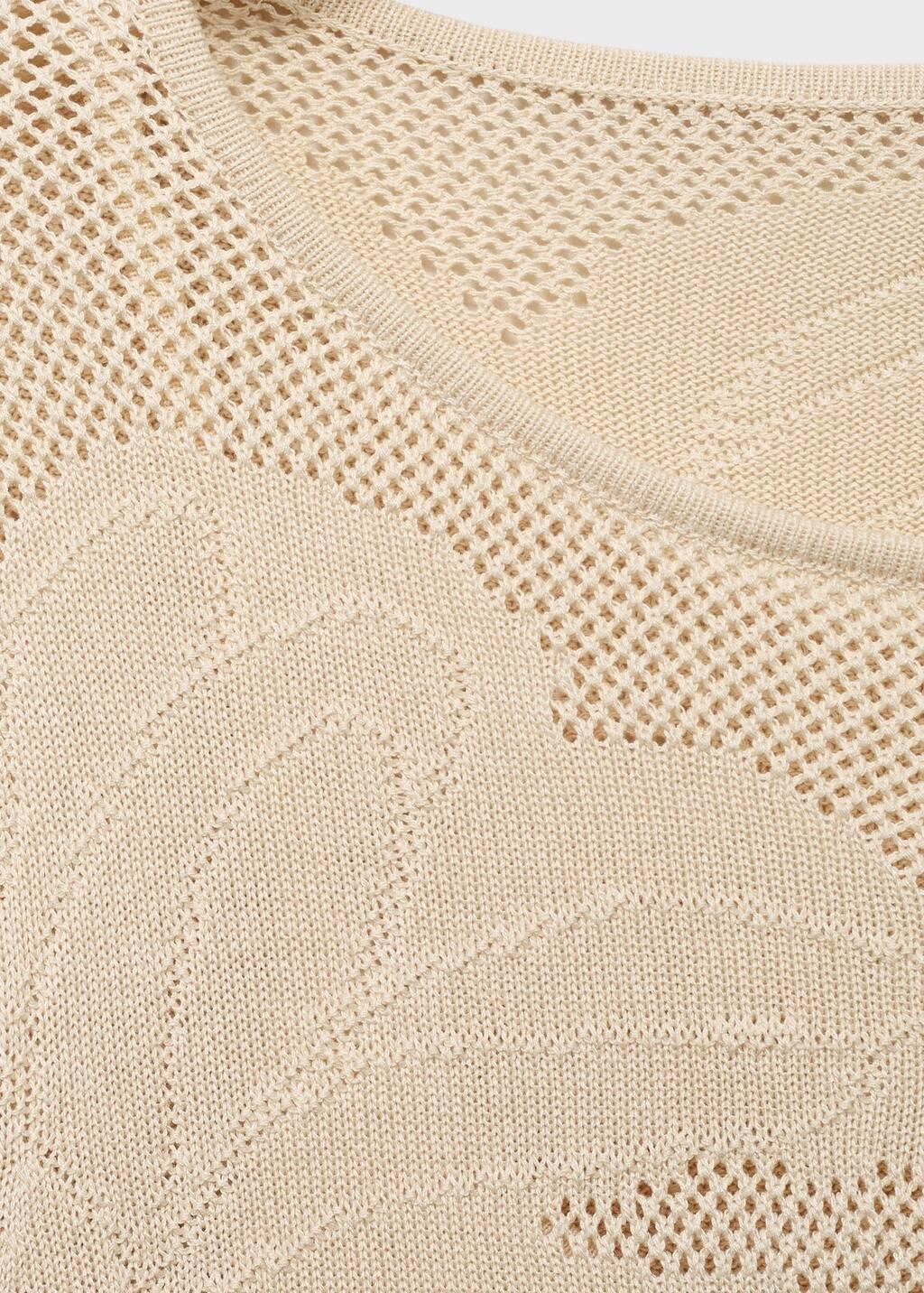 Beige Knitted Dress With Embroidered Flowers, , large image number 1