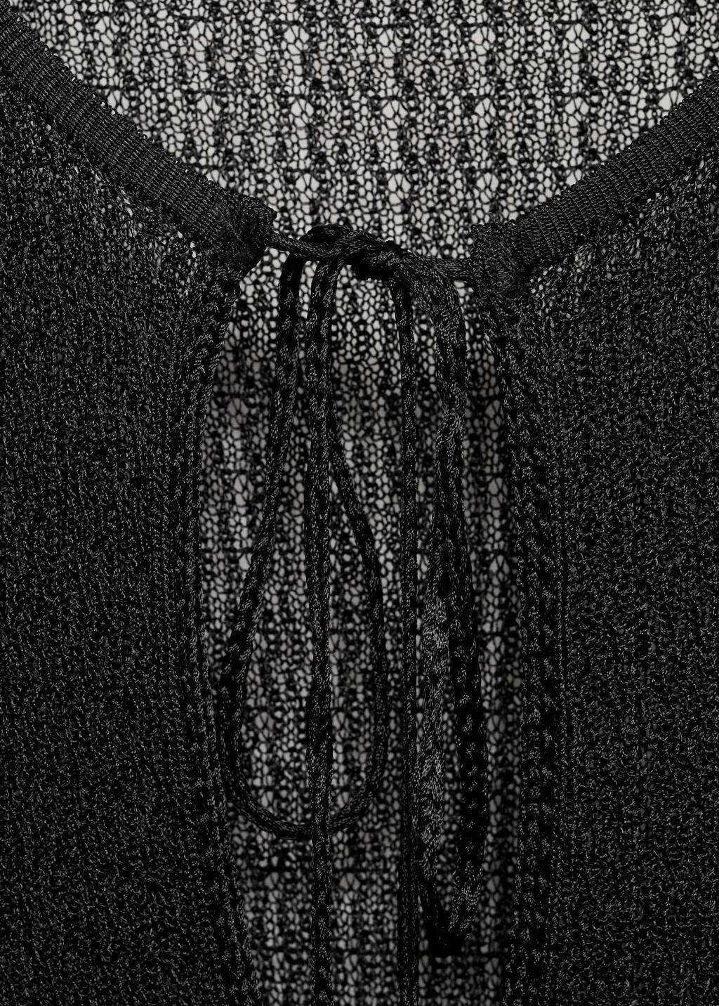 Black Knitted Cardigan With Ties, , large image number 1