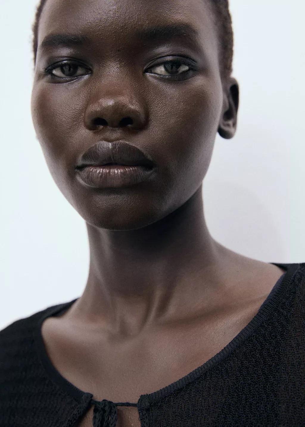 Black Knitted Cardigan With Ties, Black, medium