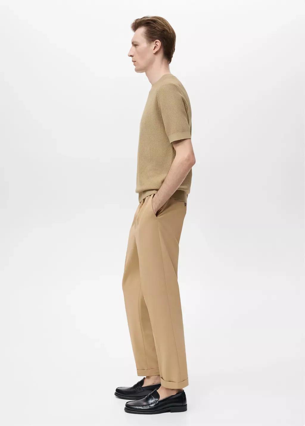 LIGHT BEIGE 100% cotton knitted t-shirt, , large image number 2