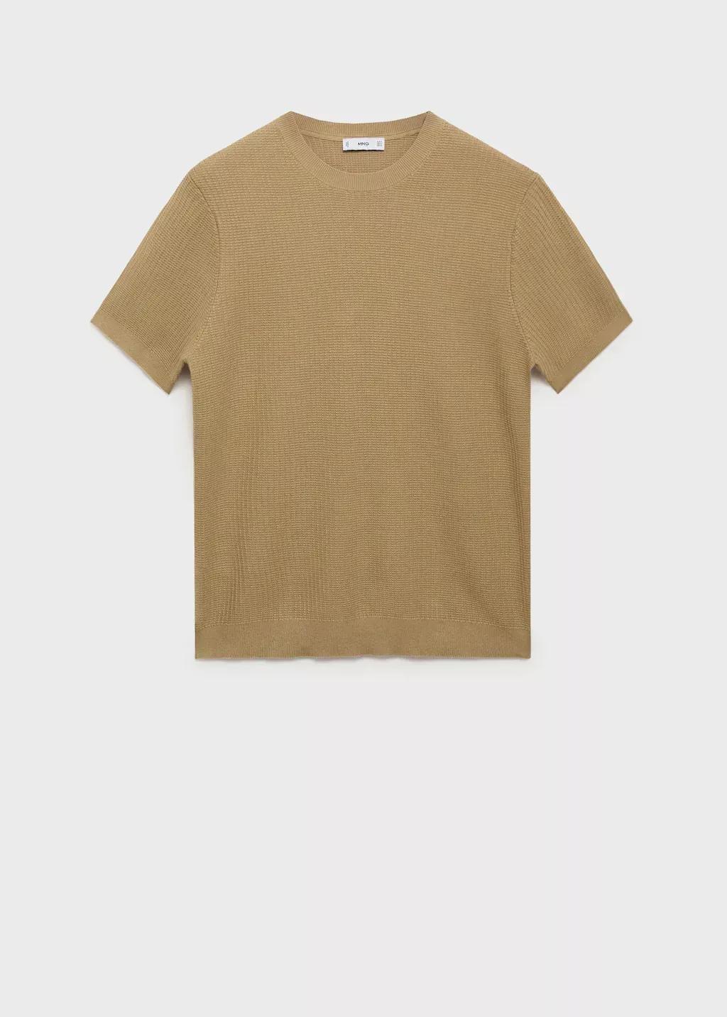 LIGHT BEIGE 100% cotton knitted t-shirt, , large image number 3