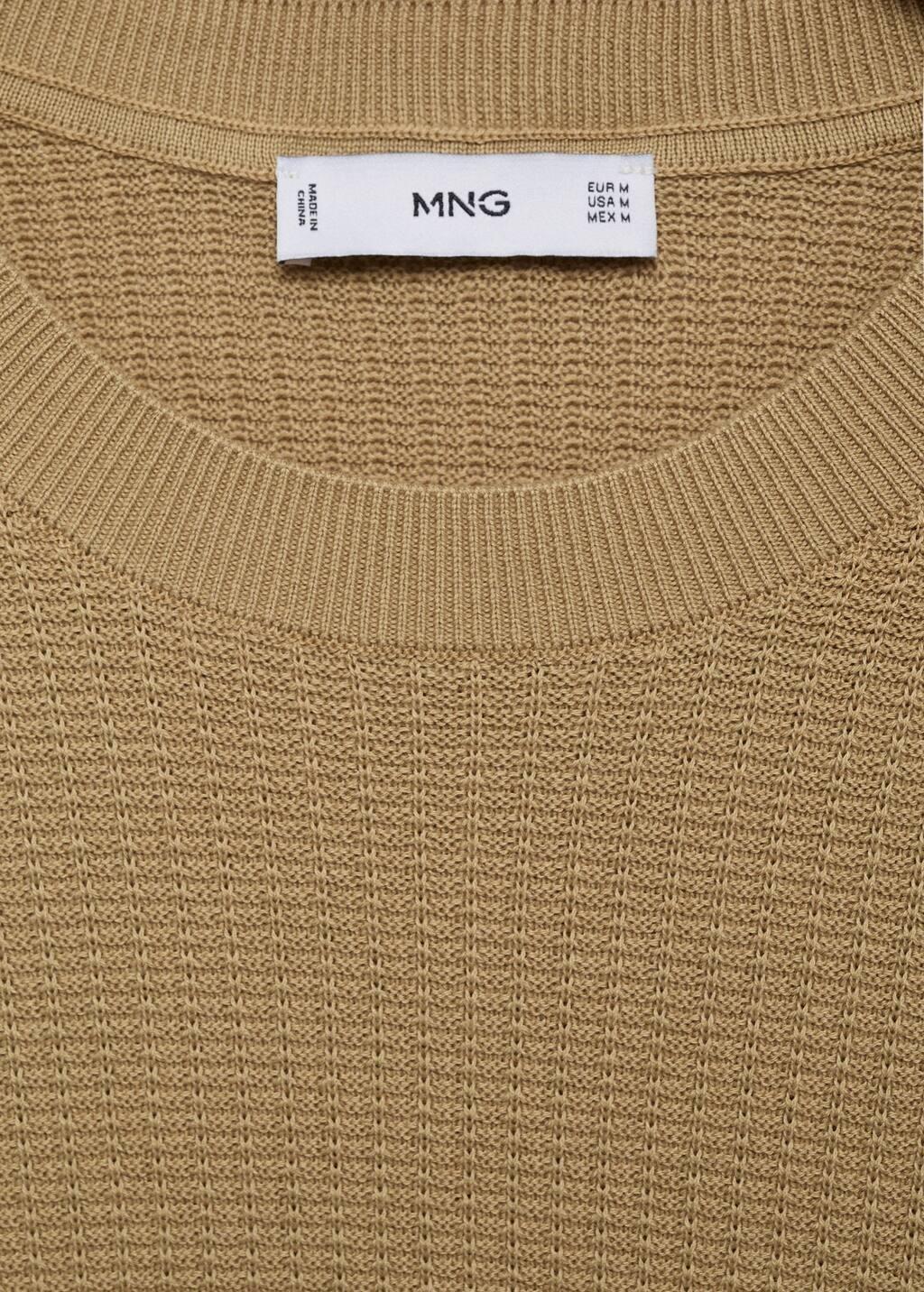 LIGHT BEIGE 100% cotton knitted t-shirt, , large image number 4