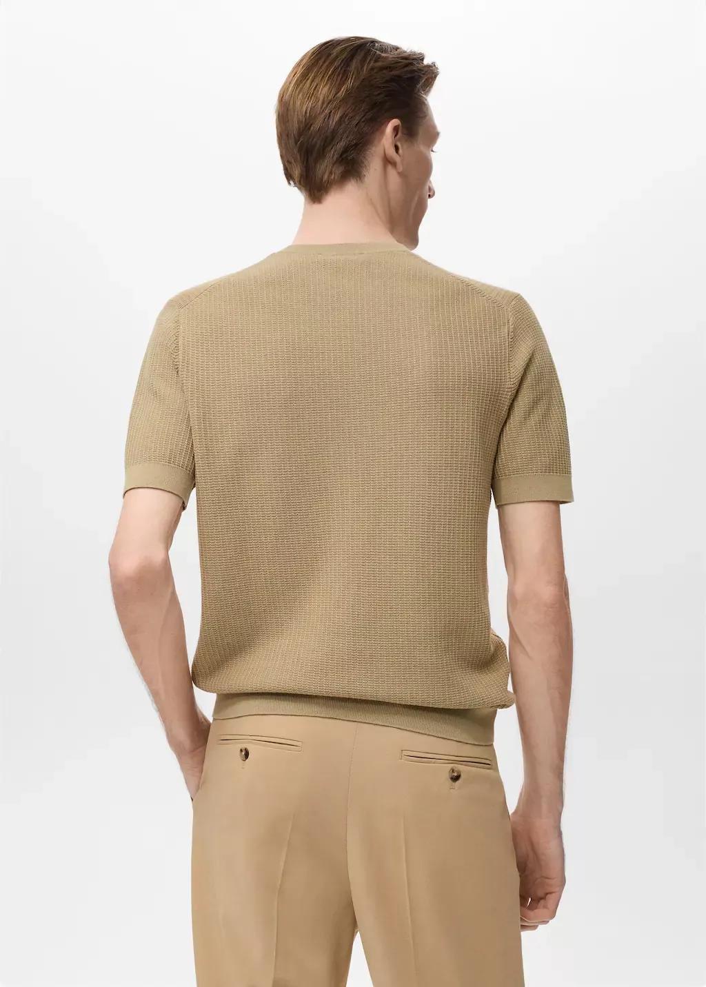 LIGHT BEIGE 100% cotton knitted t-shirt, , large image number 5