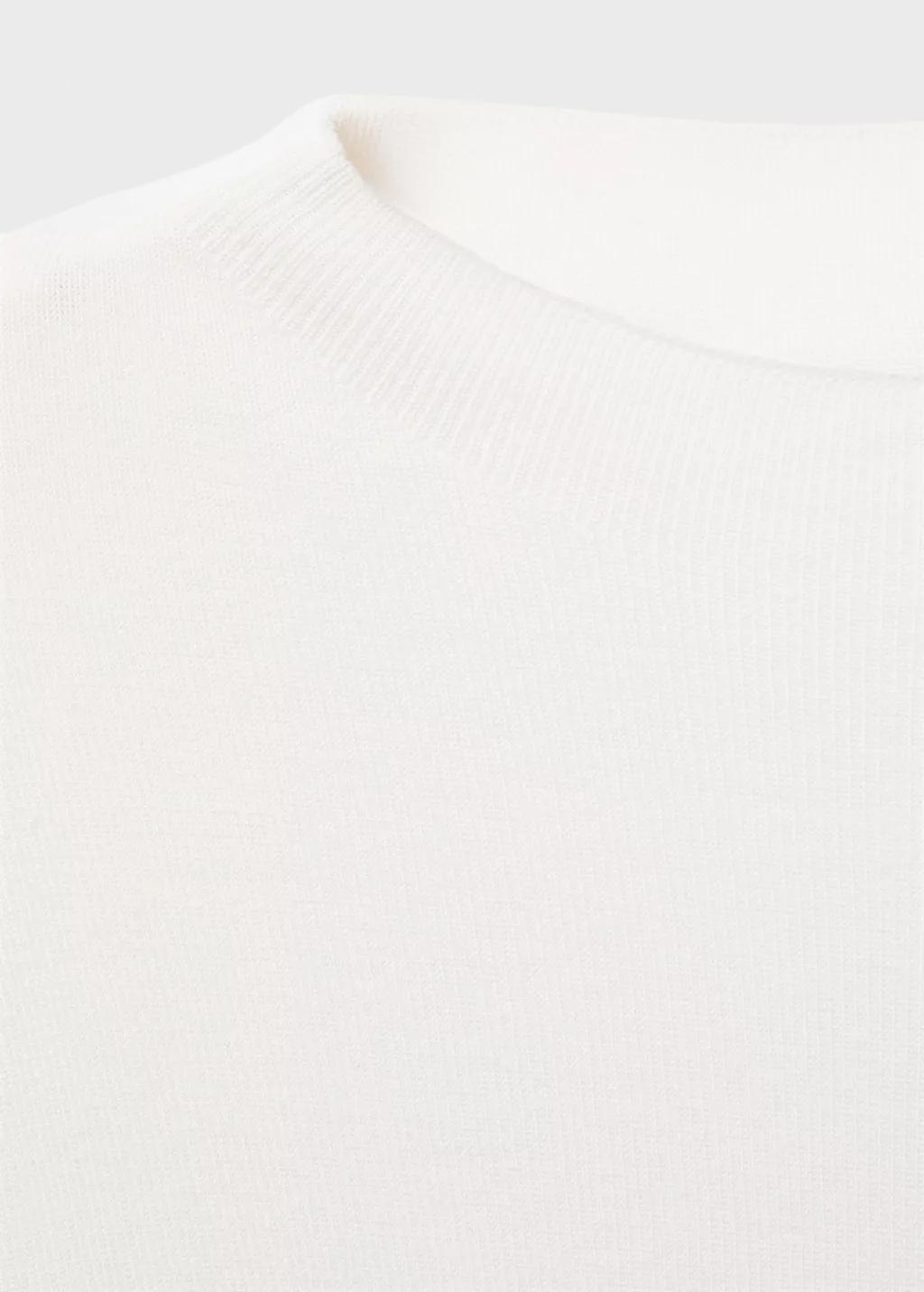 White Short-Sleeved Fine-Knit Sweater, , large image number 4