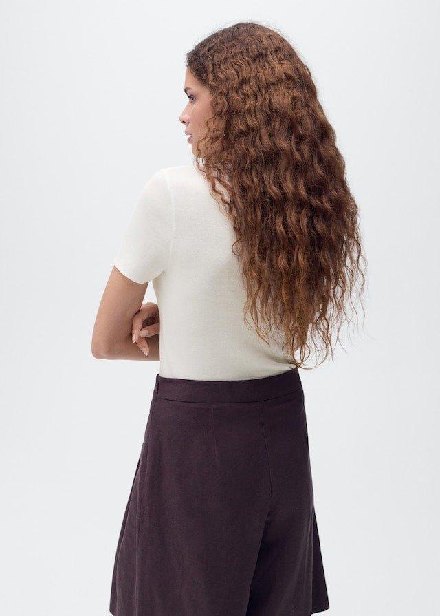 White Short-Sleeved Fine-Knit Sweater, , large image number 6