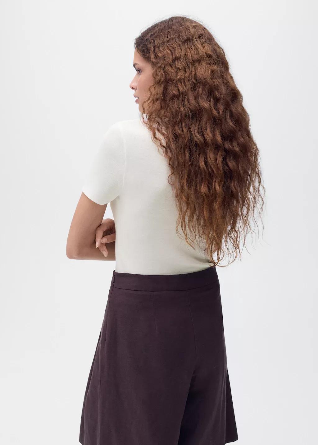 White Short-Sleeved Fine-Knit Sweater, , large image number 7