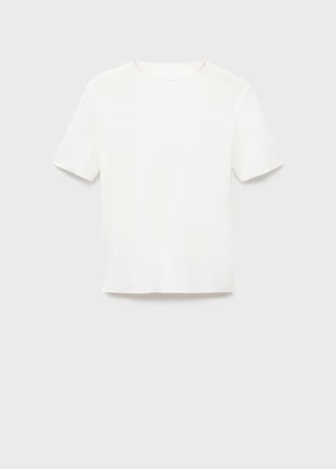 White Short-Sleeved Fine-Knit Sweater, White, large image number 8