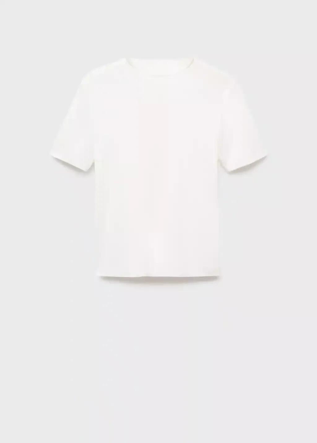 White Short-Sleeved Fine-Knit Sweater, , large image number 11