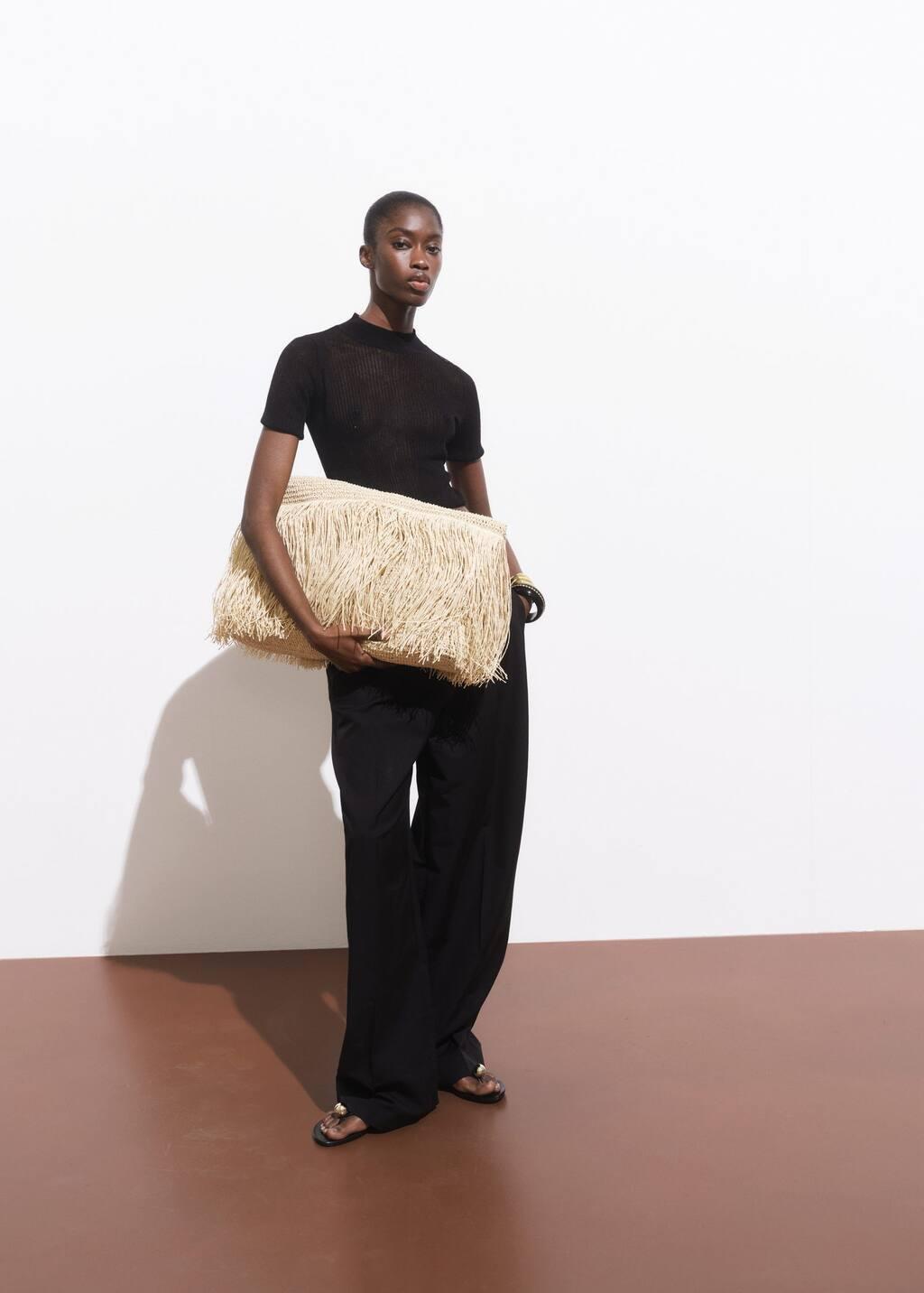 LIGHT BEIGE Natural fibre shopper bag with tassels, 0201_08, large image number 5