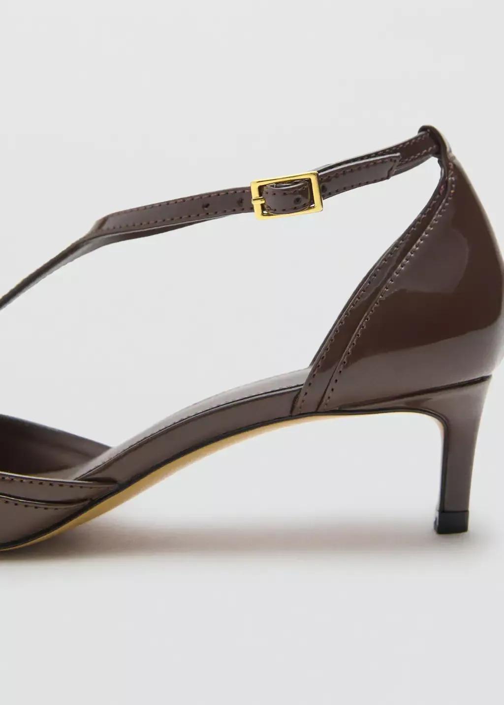 Beige - Khaki Kitten-Heel Patent Leather Shoes, , large image number 4