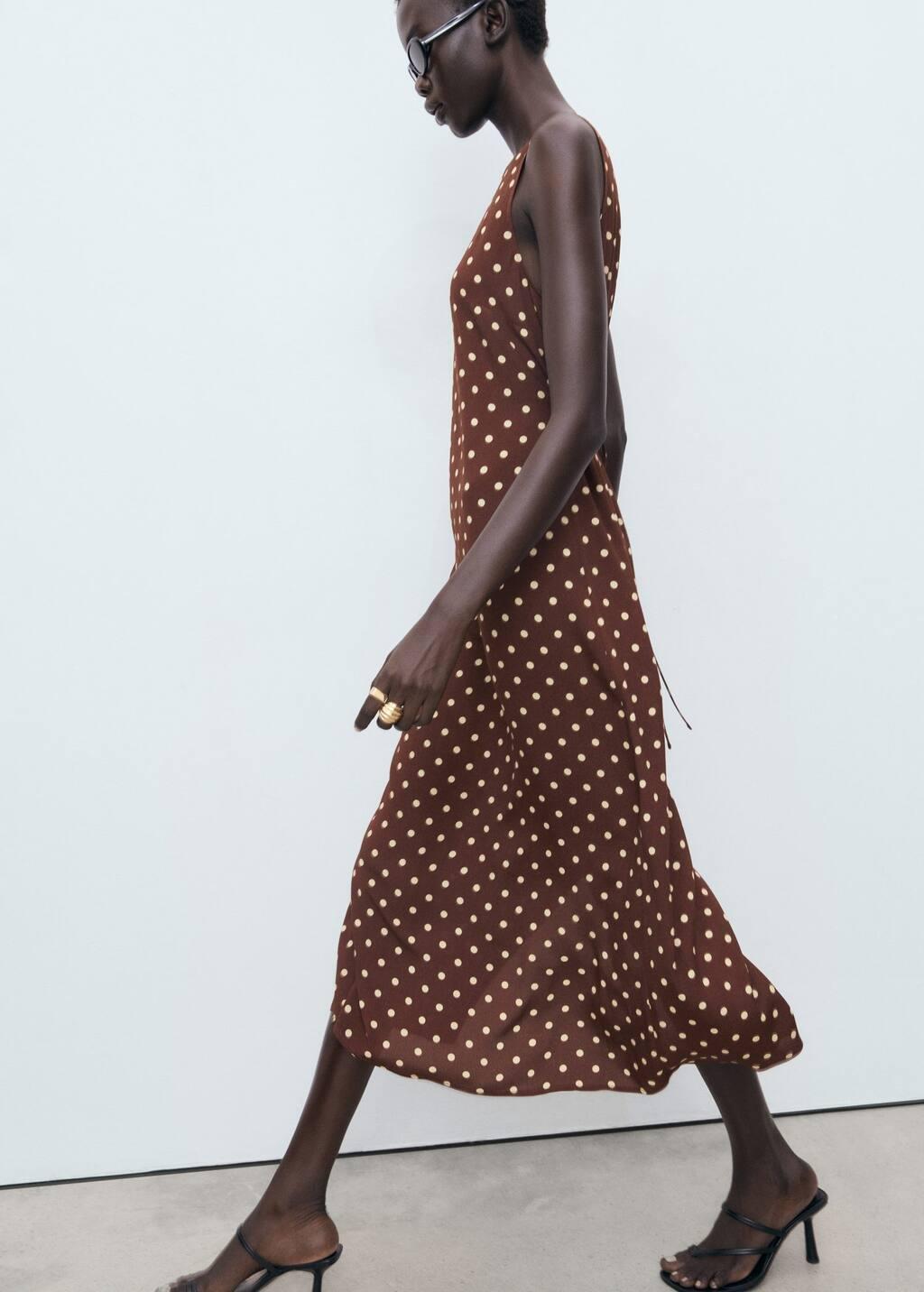 Brown Polka Dot Midi Dress, , large image number 3