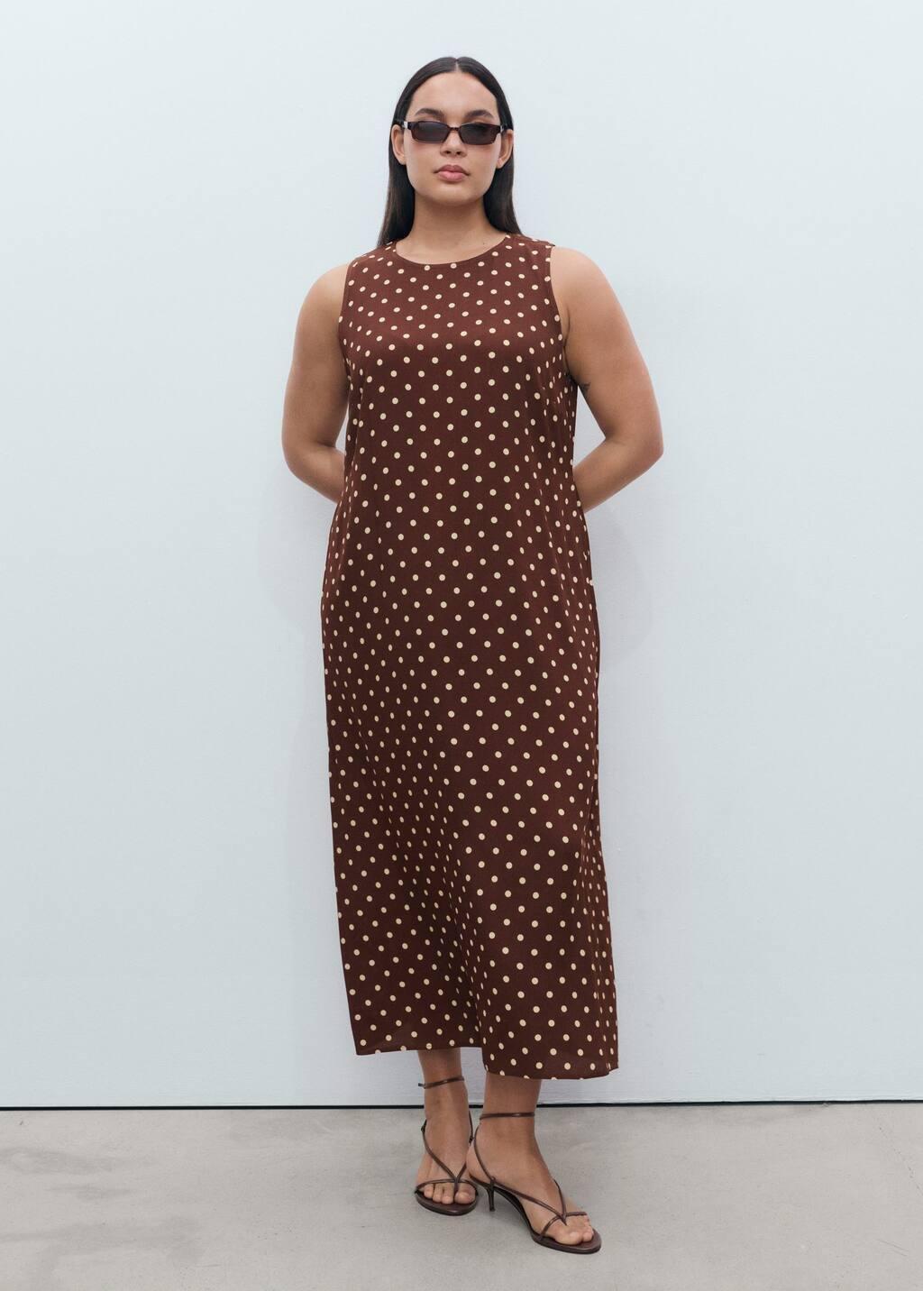 Brown Polka Dot Midi Dress, , large image number 5