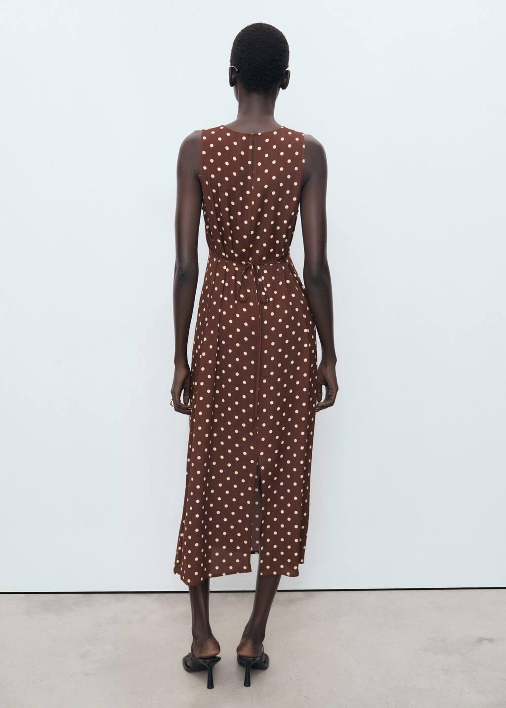 Brown Polka Dot Midi Dress, , large image number 8