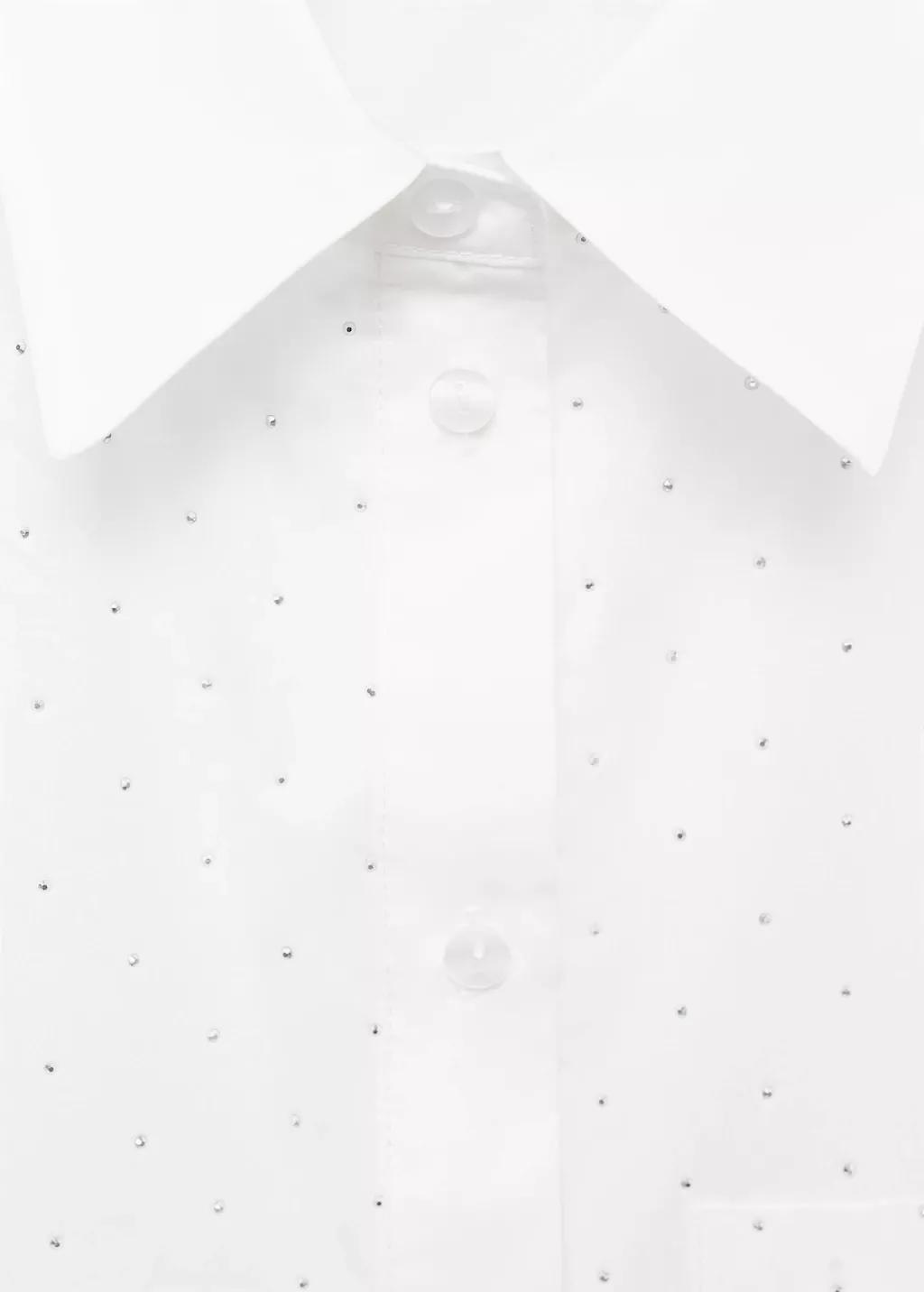 White Rhinestone Cropped Shirt, , large image number 4