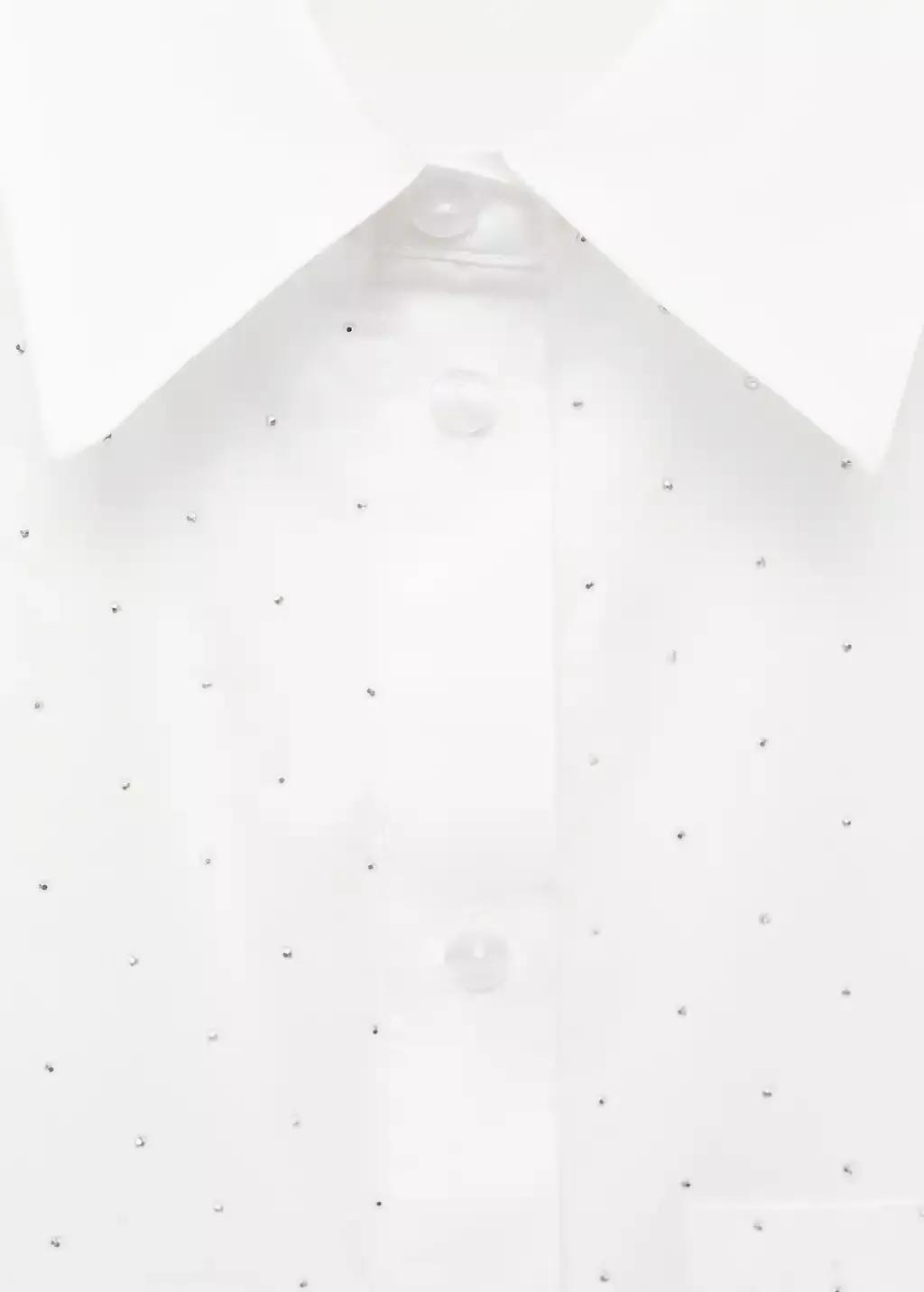 White Rhinestone Cropped Shirt, , large image number 14