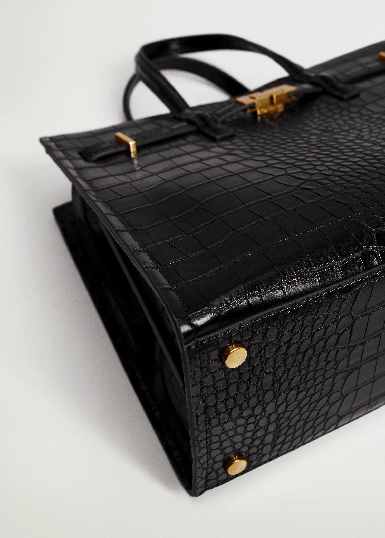Black Croc-Effect Shopper Bag, Women, , large image number 4