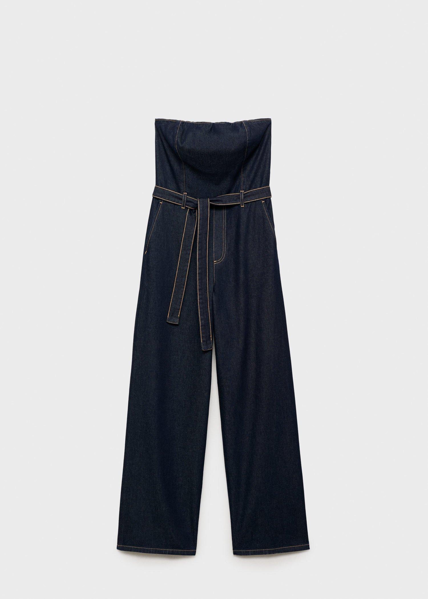 OPEN BLUE Strapless denim jumpsuit, 0201_TS, large image number 8