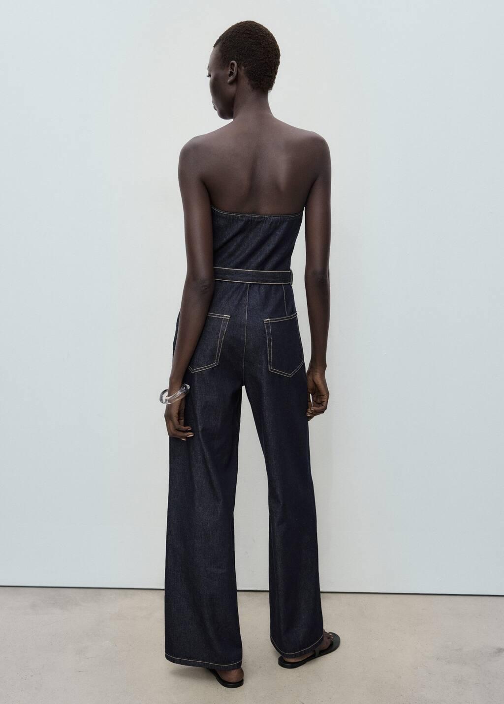 OPEN BLUE Strapless denim jumpsuit, 0201_TS, large image number 11