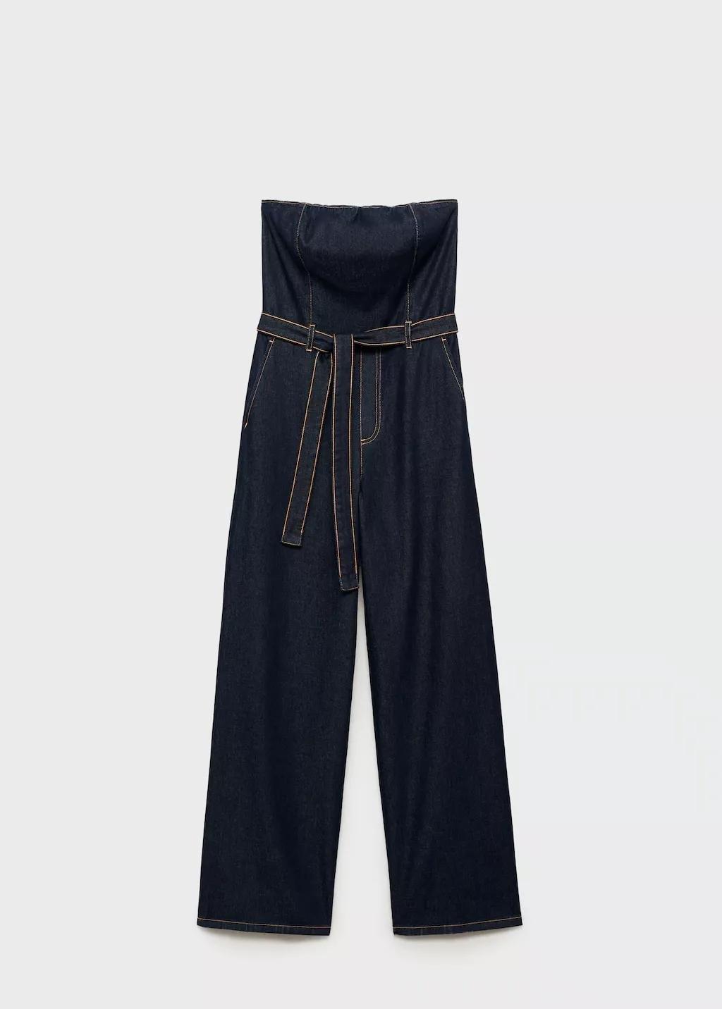 OPEN BLUE Strapless denim jumpsuit, 0201_TS, large image number 13
