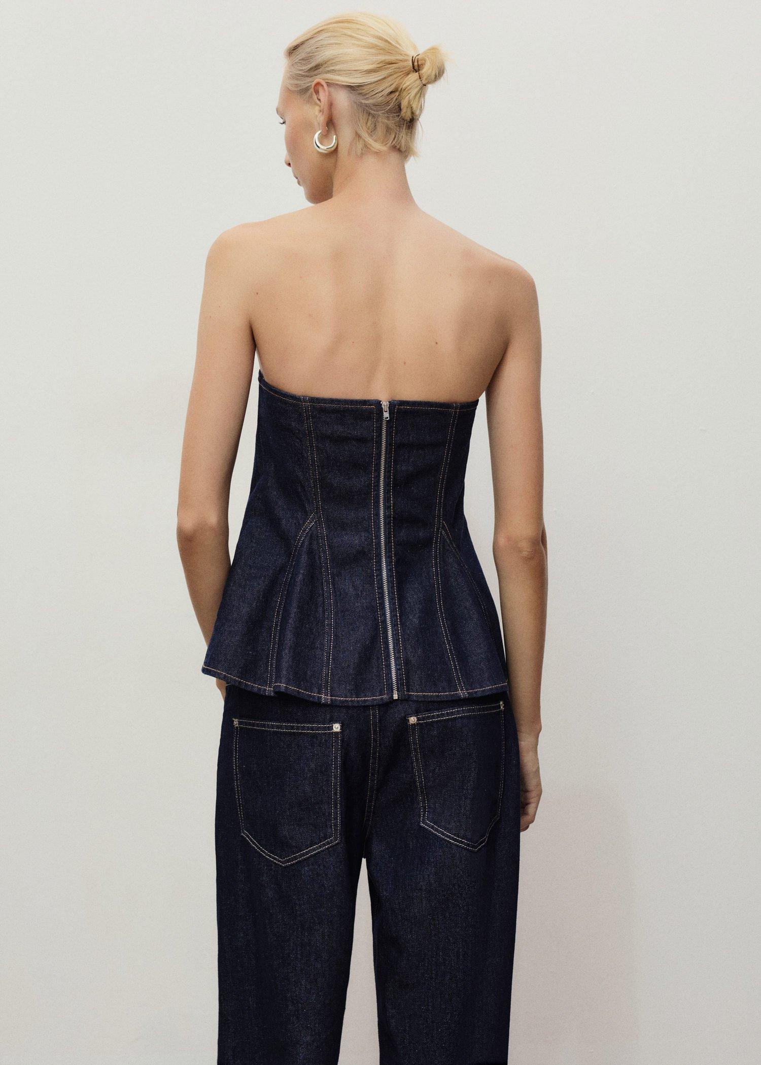 Blue Denim peplum top, , large image number 2