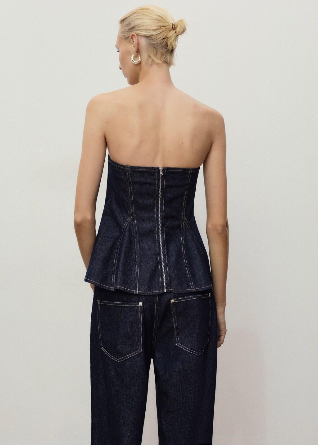 Blue Denim peplum top, , large image number 5