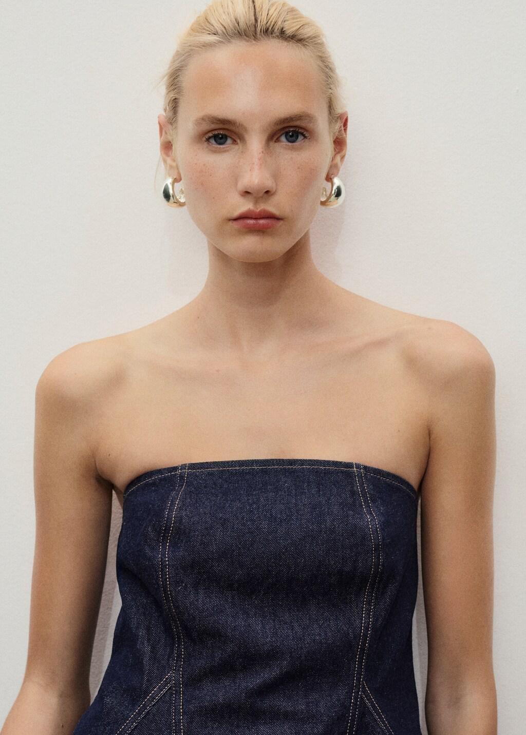 Blue Denim peplum top, , large image number 8
