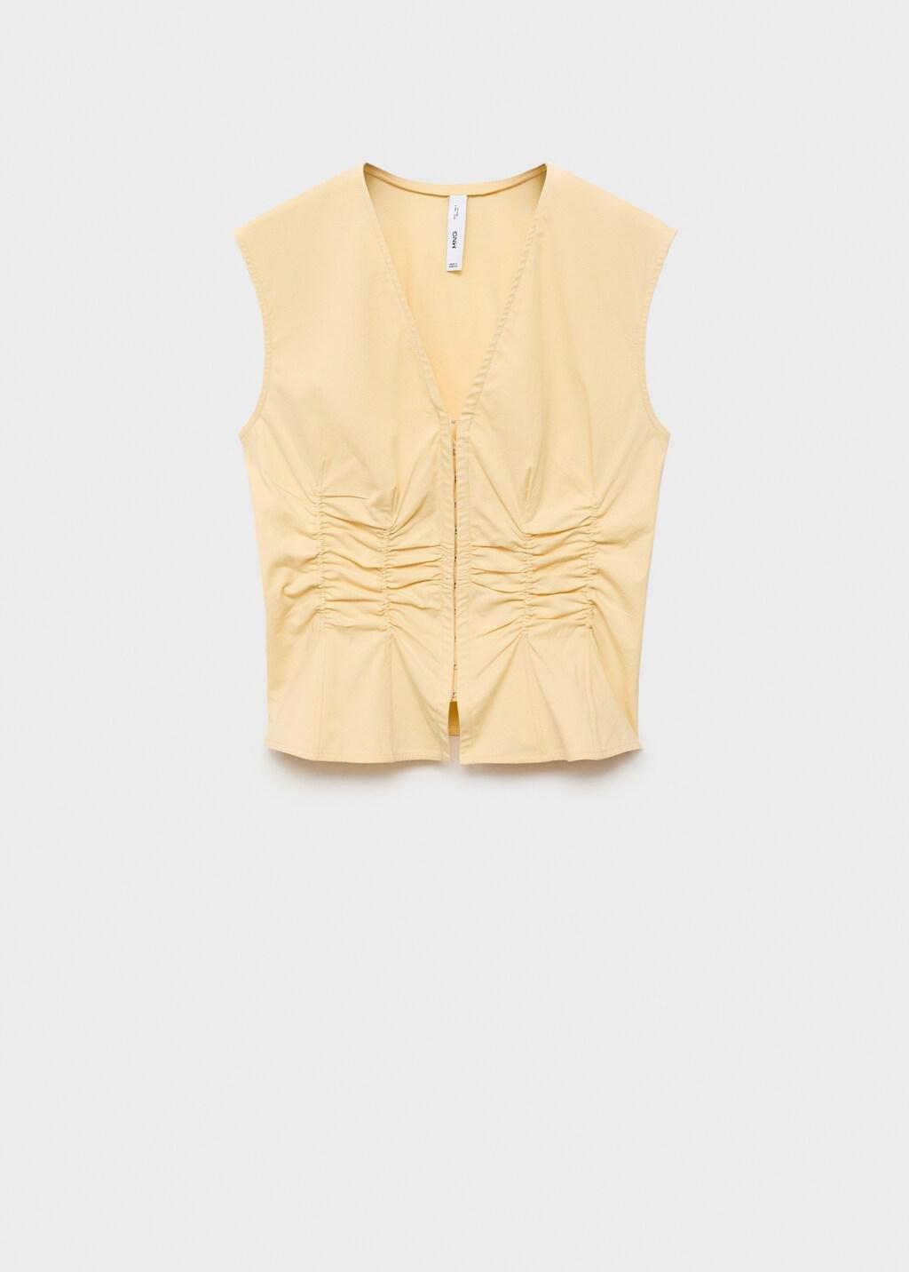YELLOW Gathered cotton blouse, , large image number 7