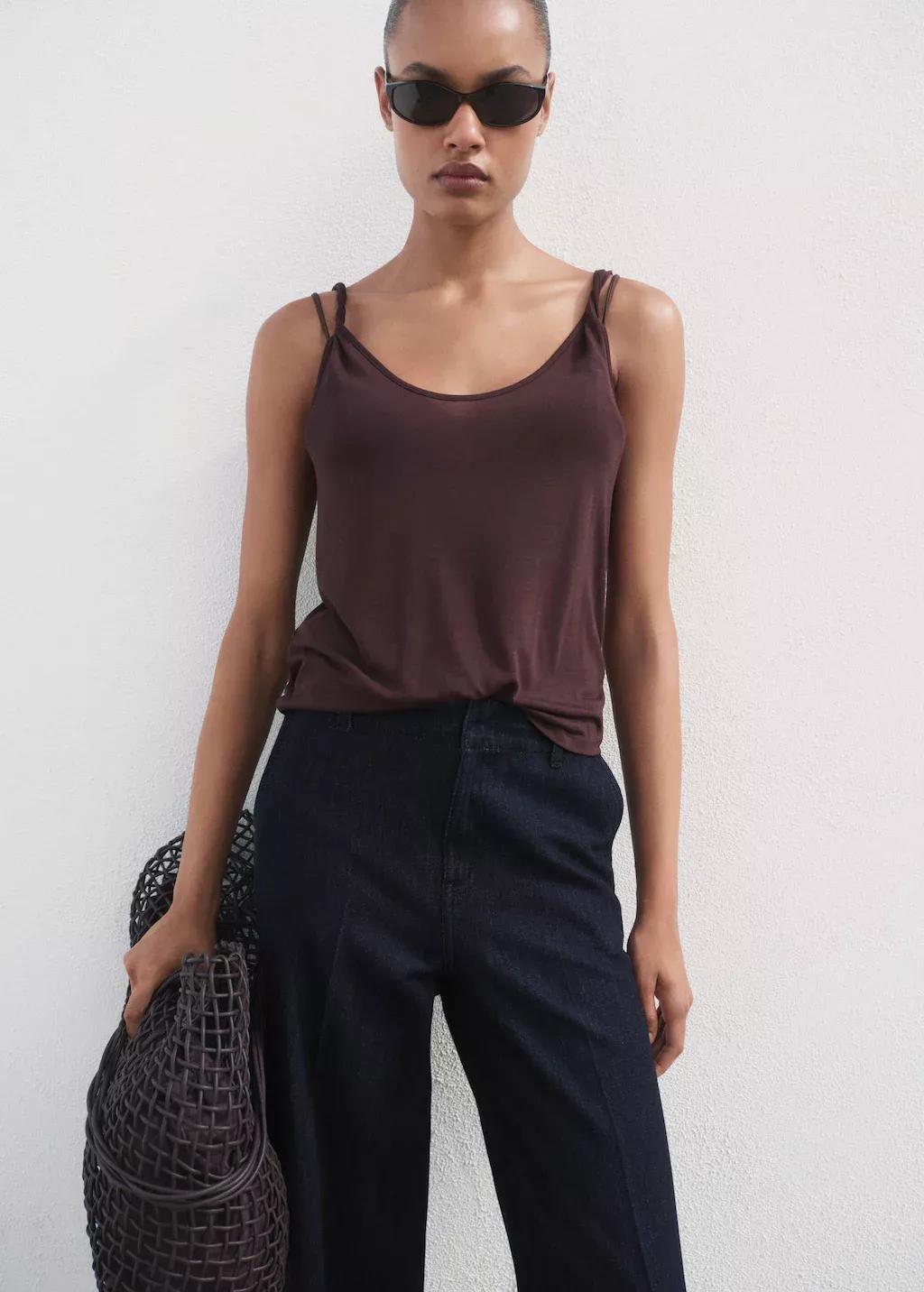 Blue High-Waisted Wideleg Denim Trousers, , large image number 1