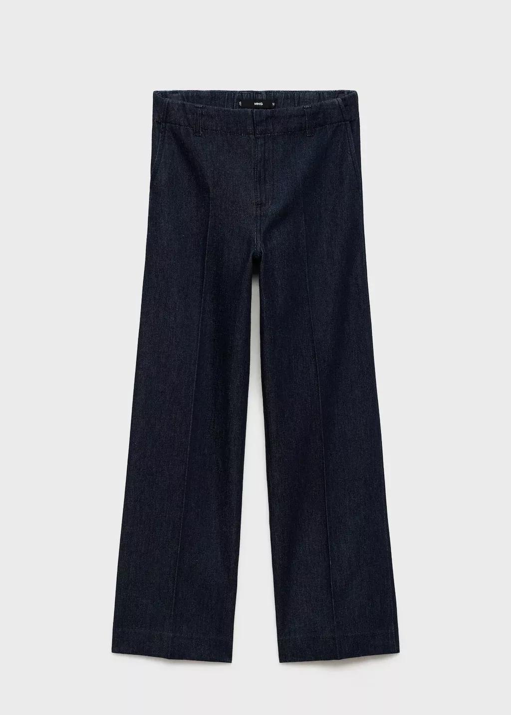 Blue High-Waisted Wideleg Denim Trousers, , large image number 3