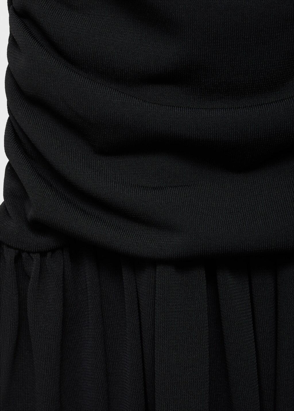 Black Gathered Midi-Dress, , large image number 3