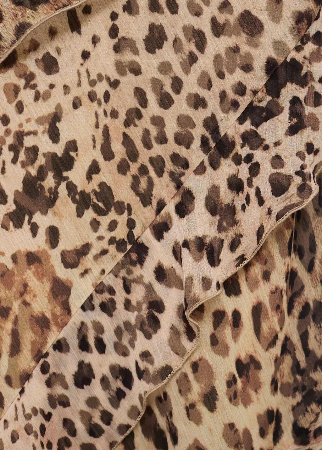 Beige Leopard Ruffled Dress With Opening, , large image number 9