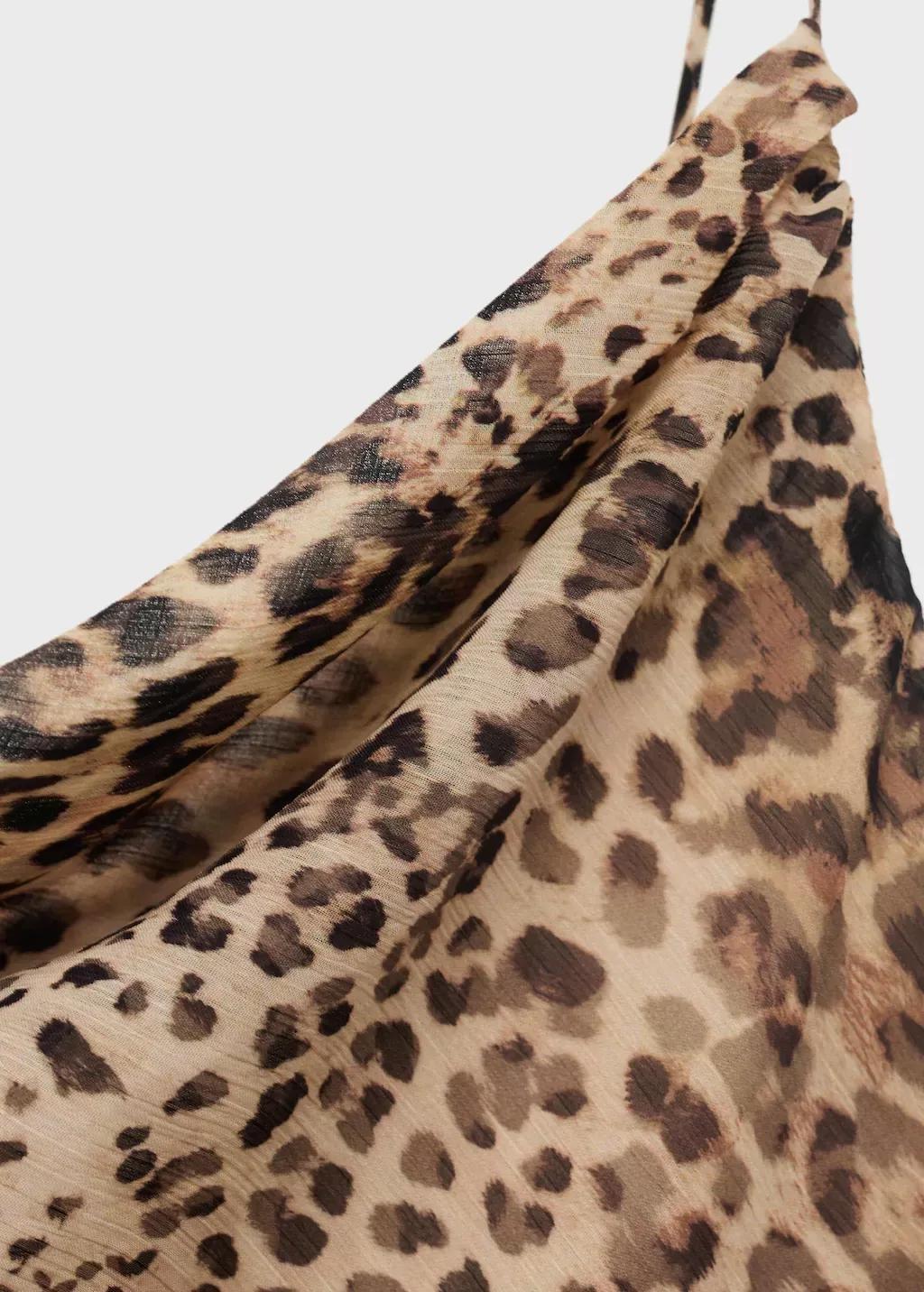 Beige Leopard Ruffled Dress With Opening, , large image number 10