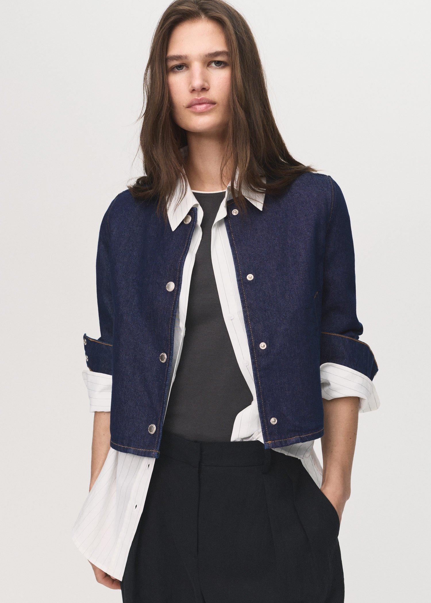 Blue Denim crop jacket, , large image number 0