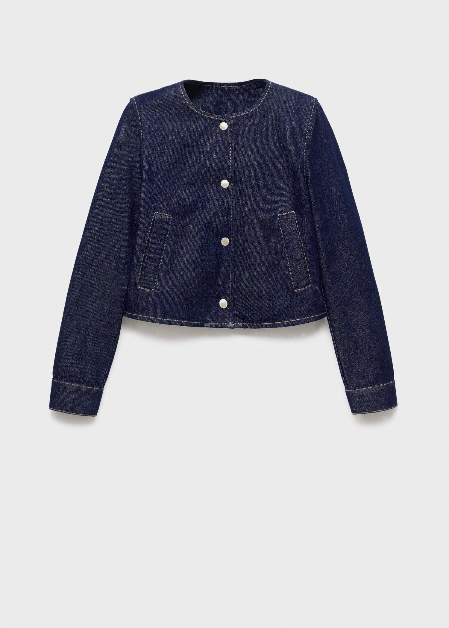 Blue Denim crop jacket, , large image number 8