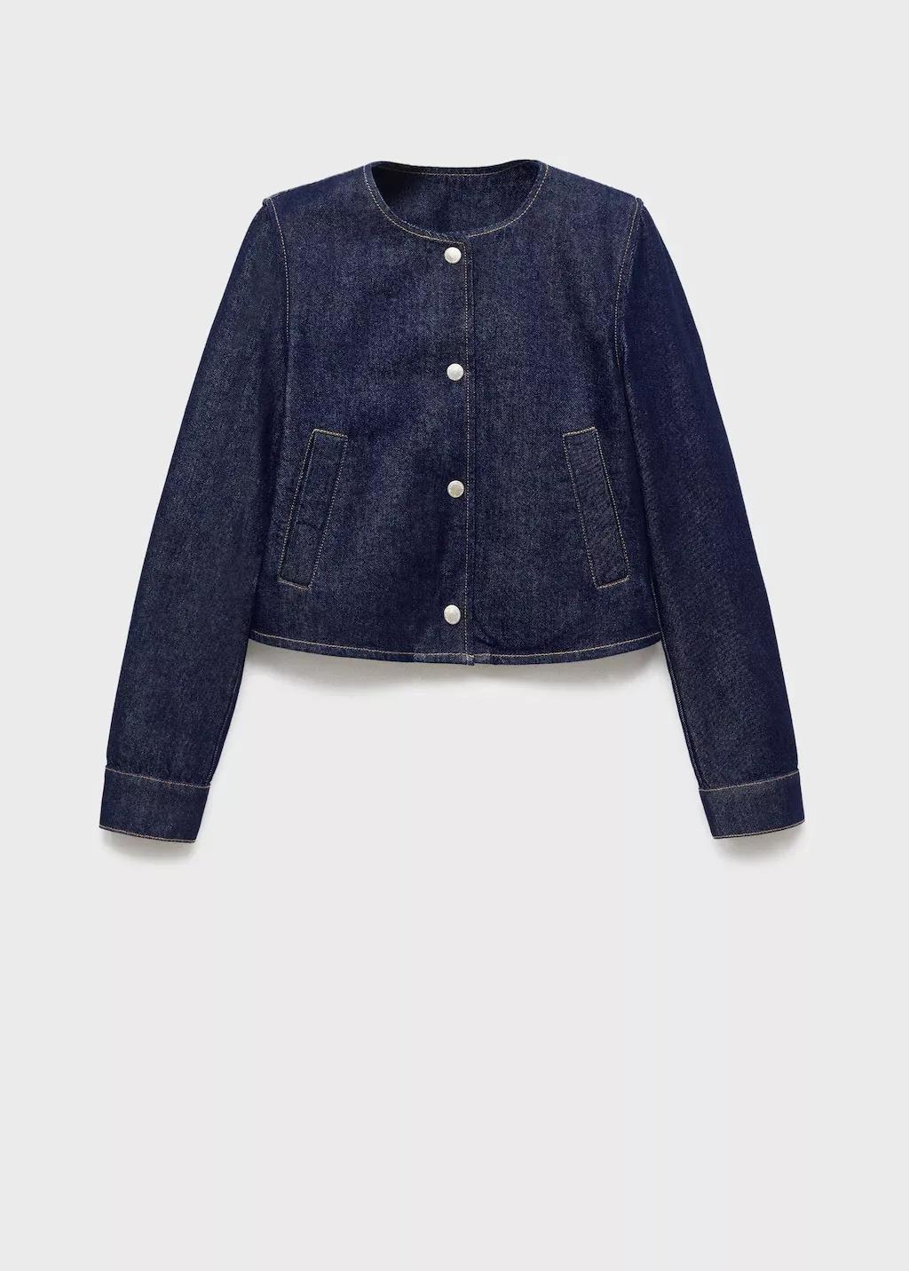 Blue Denim crop jacket, , large image number 12