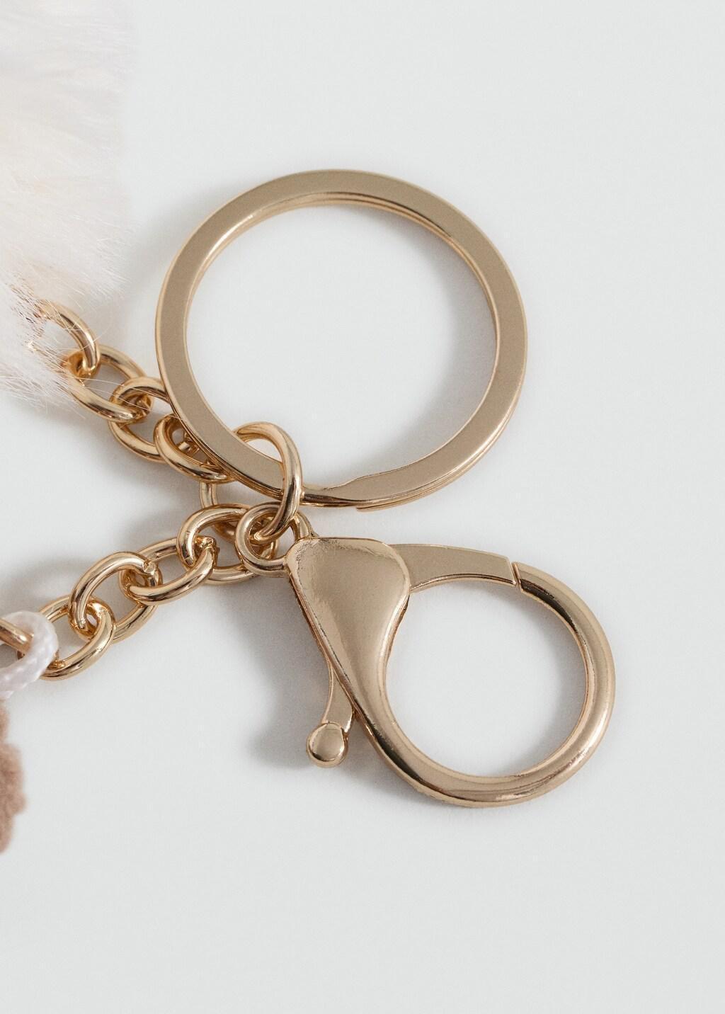 LT PASTEL BROWN Teddy bear keychain with pom-pom, Kids Girl, Light Pastel Brown, large image number 1