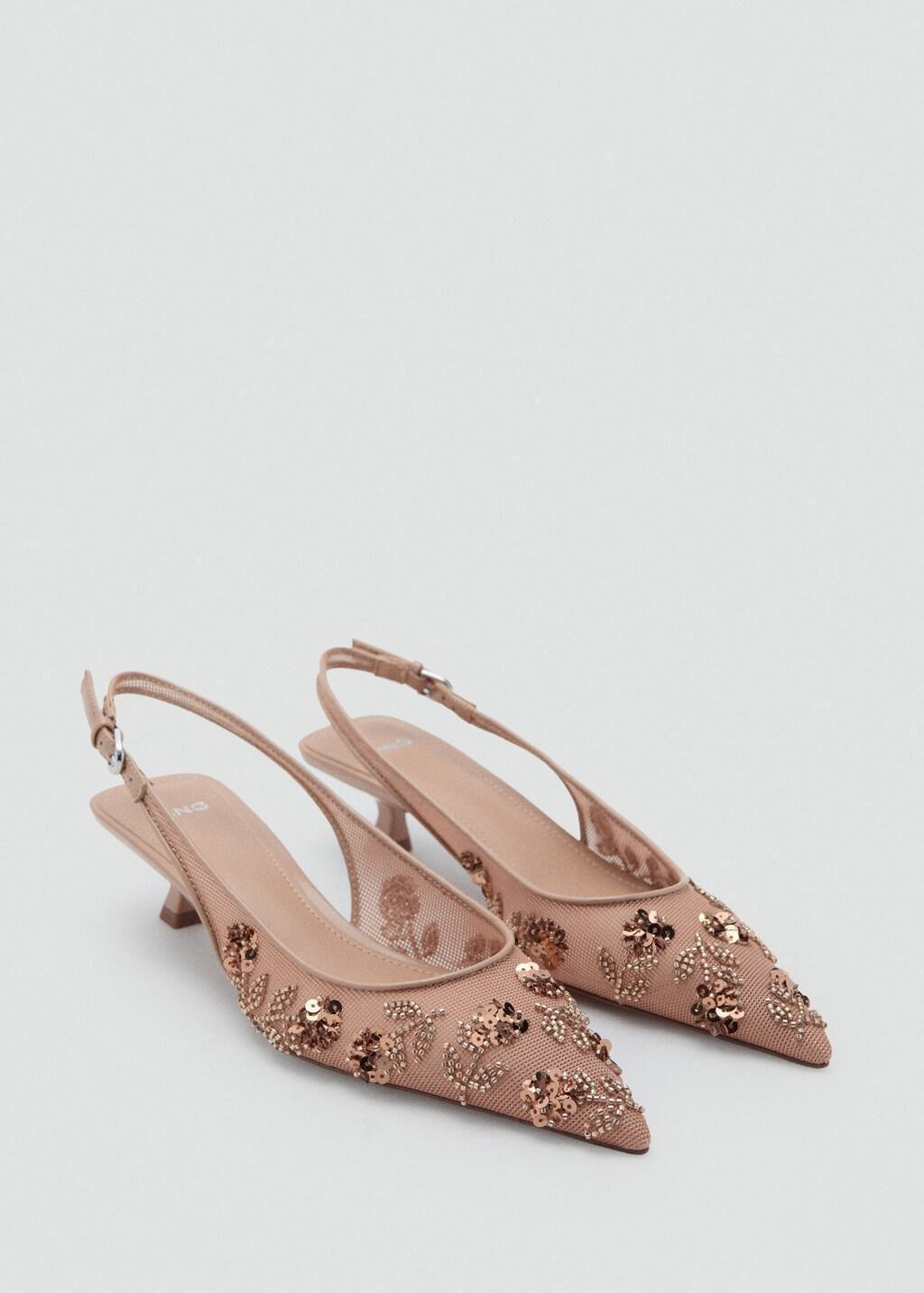 Pink Lt Pastel Mesh Beaded Heel Shoe, , large image number 1