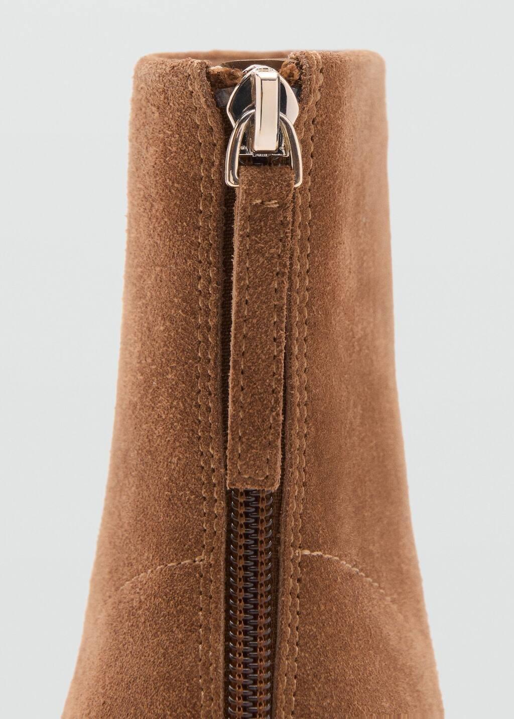 Brown Suede Leather Ankle Boots With Block Heel, , large image number 2