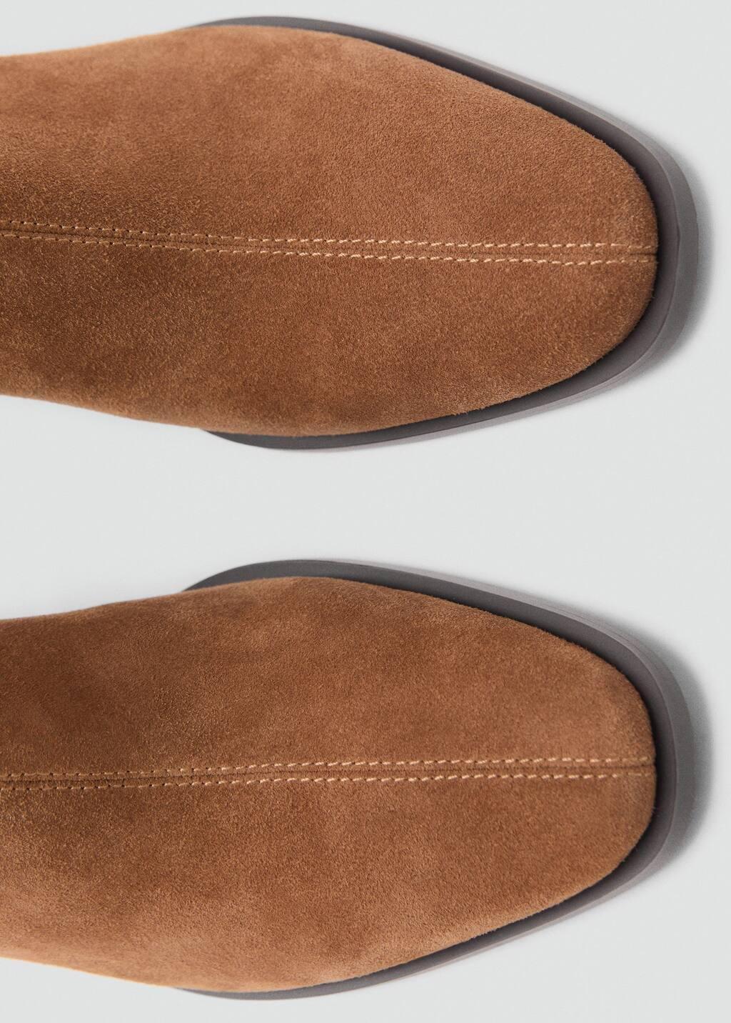 Brown Suede Leather Ankle Boots With Block Heel, , large image number 4