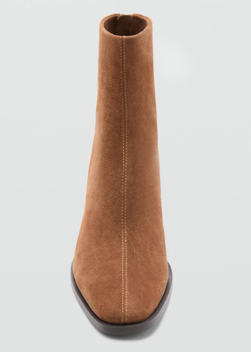 Brown Suede Leather Ankle Boots With Block Heel, , large image number 5