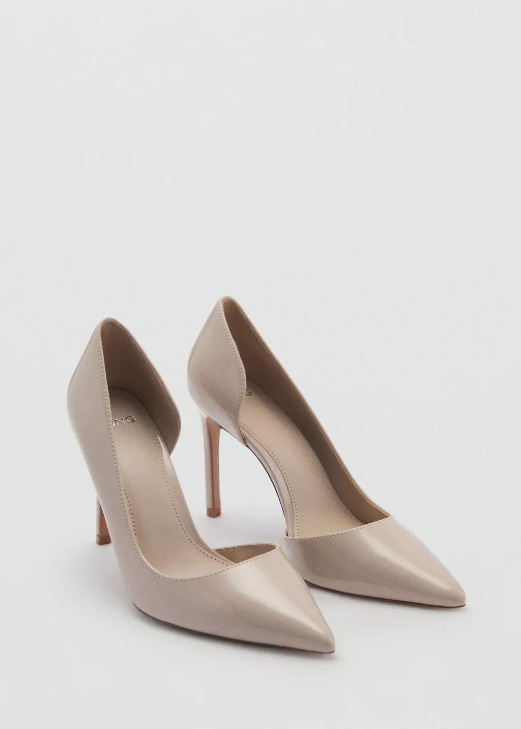Grey Asymmetrical Patent Leather Court Shoes, , large image number 0