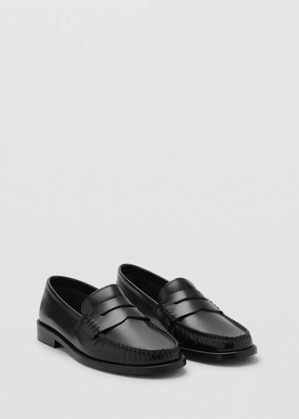 Black Gathered Leather Moccasin, , large image number 0