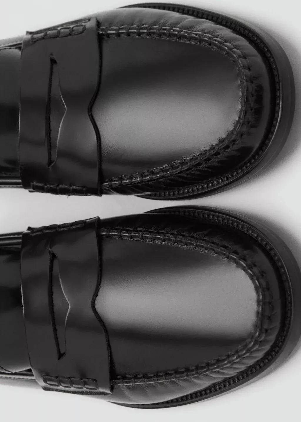 Black Gathered Leather Moccasin, , large image number 4