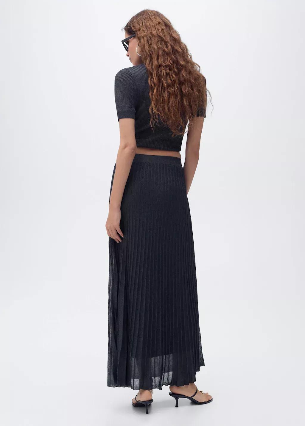 NAVY Lurex knitted pleated skirt, Navy, large image number 5
