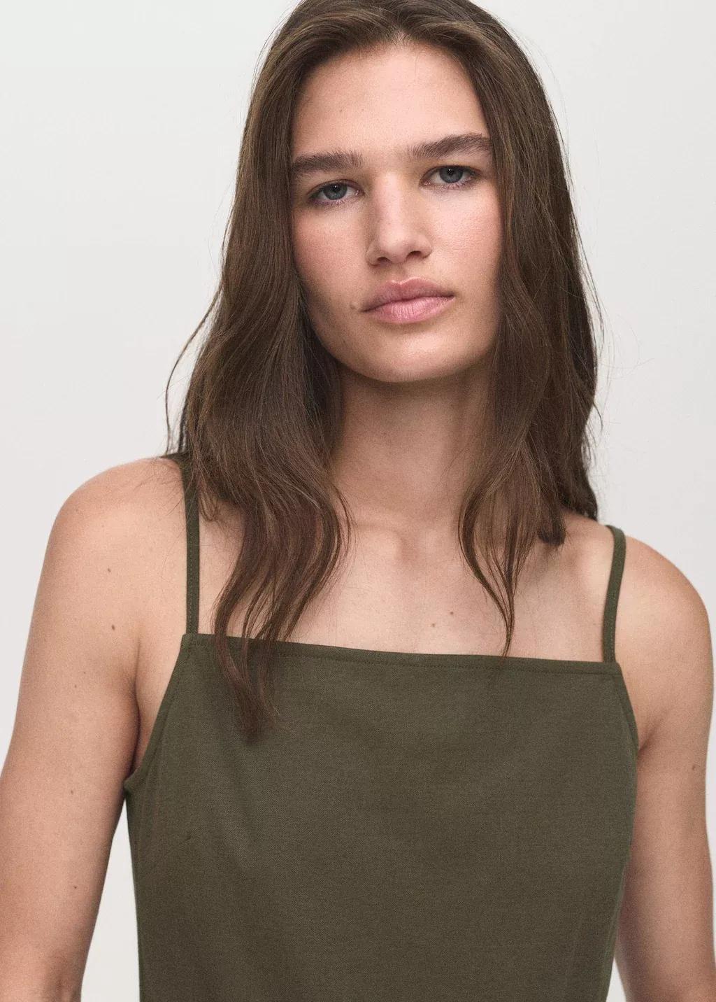Khaki Cotton top with waist tie, , large image number 3