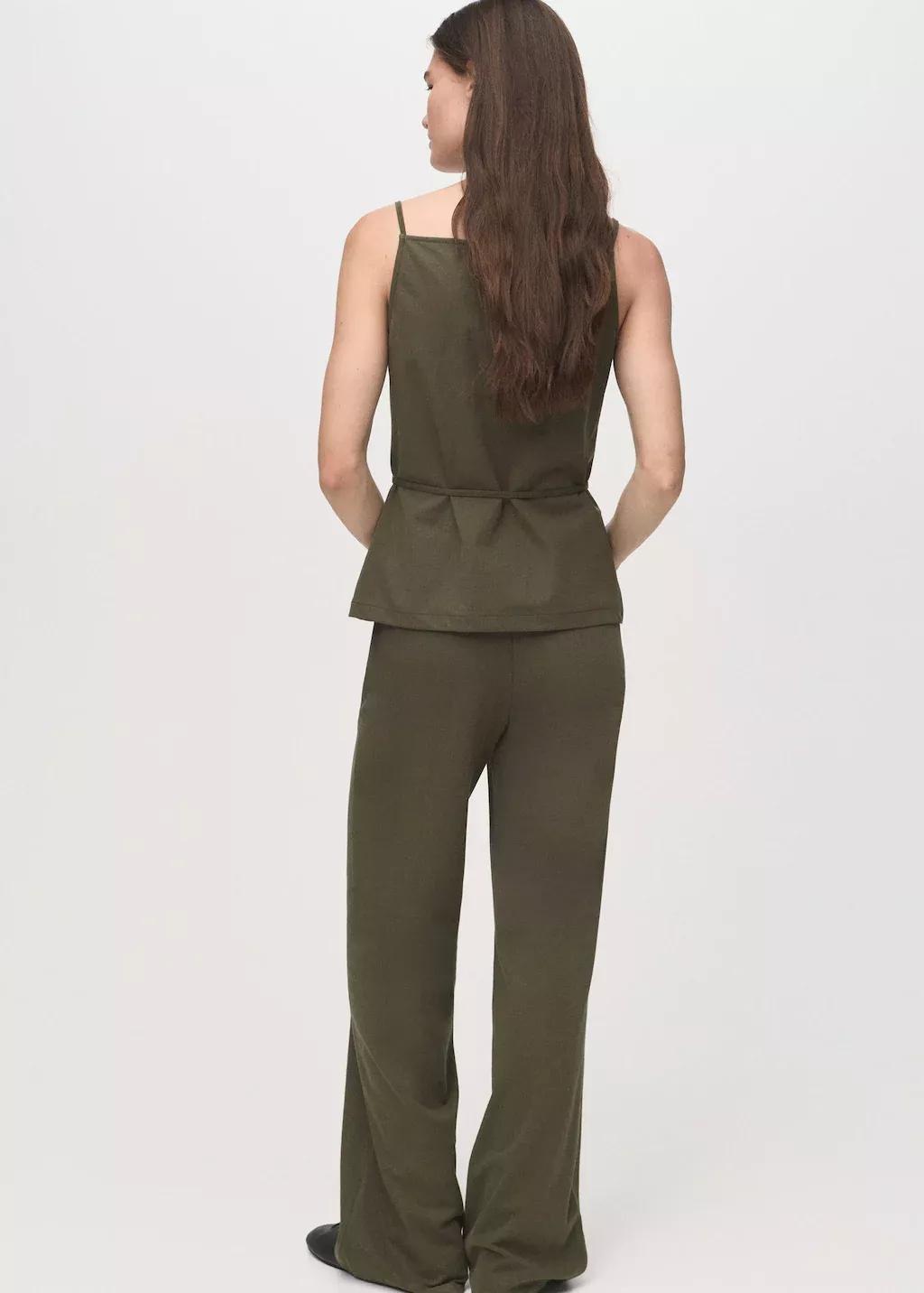 Khaki Cotton top with waist tie, , large image number 10