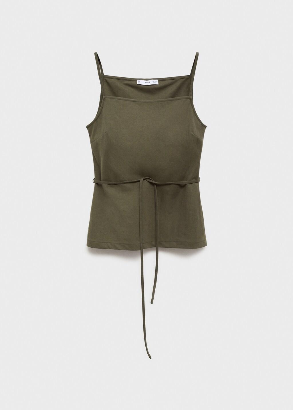 Khaki Cotton top with waist tie, , large image number 11
