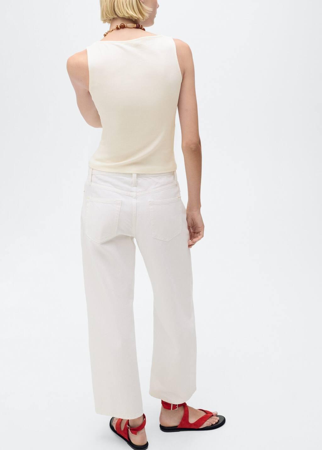 Beige Plain cotton strappy top, Light Beige, large image number 4