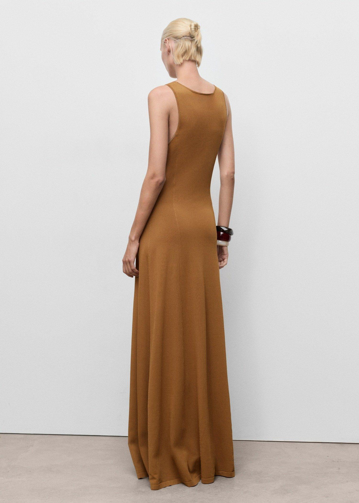 Brown Knit Long Dress, Medium Brown, large image number 4